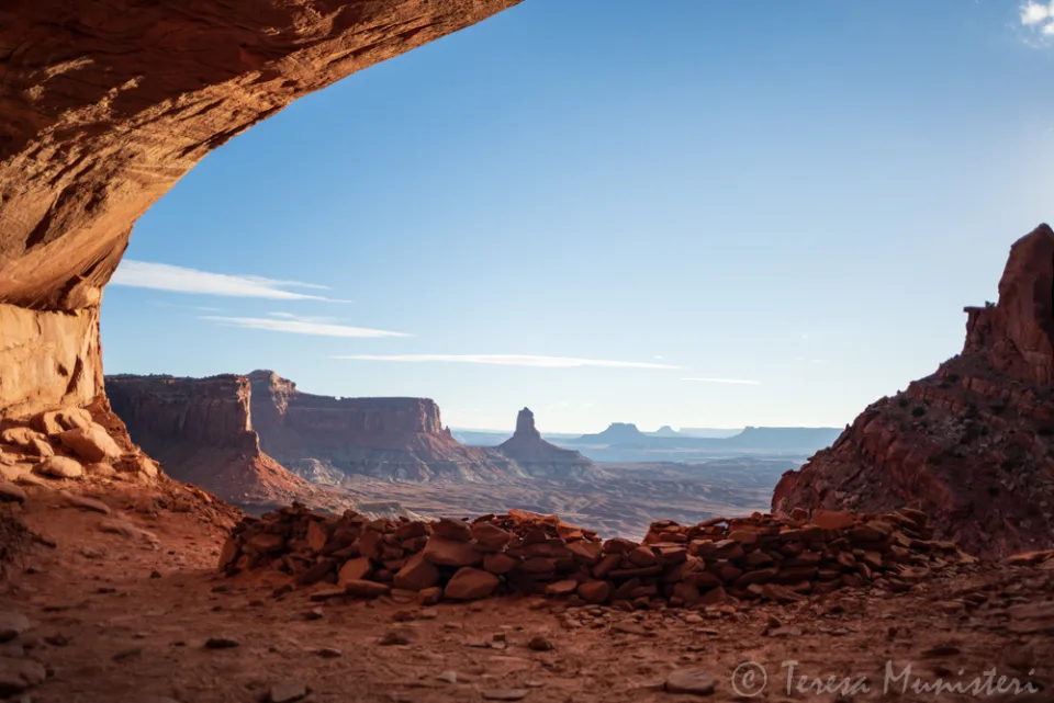 Canyonlands seen from inside a sandstone alcove