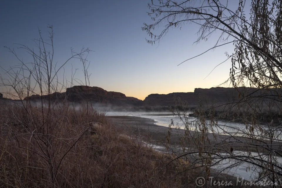 Winter fog over the Colorado River at first light
